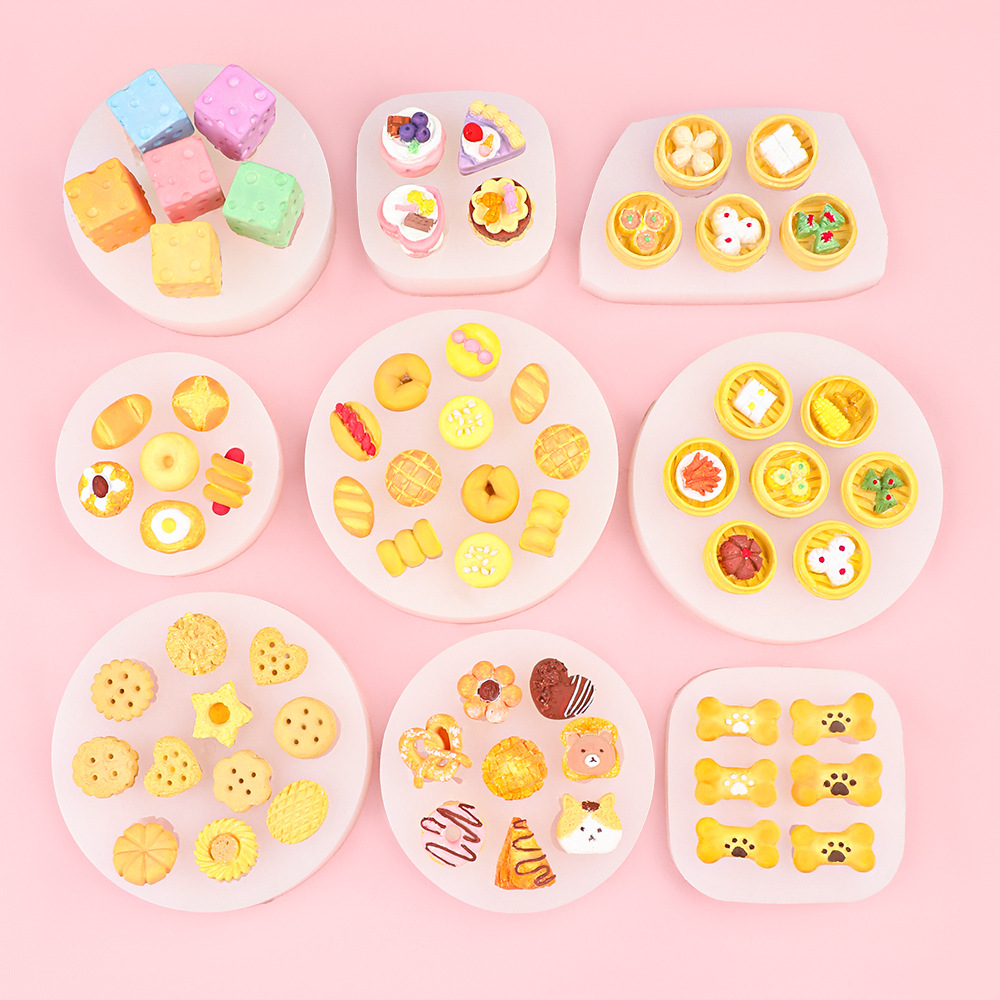 Mini galletas de hueso, pastel pequeño, molde de plástico de piedra, yeso de bricolaje, vapor de queso, adornos de chocolate, molde de silicona