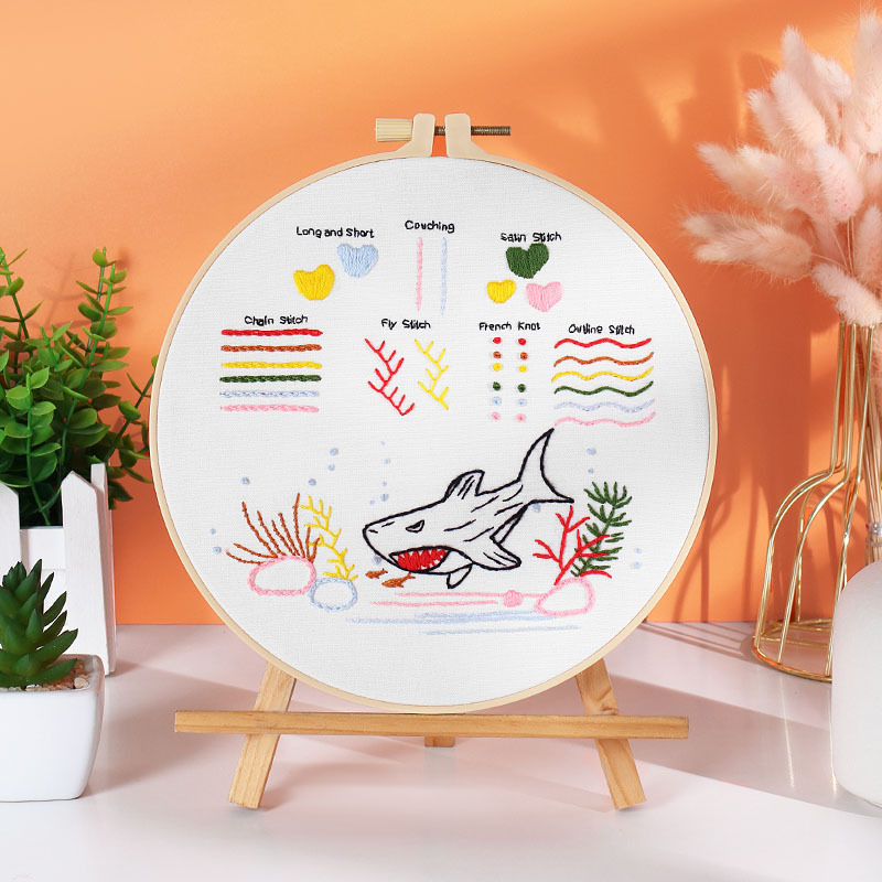 Original DIY bordado hecho a mano paquete de material submarino Arco Iris combinación puntada nivel de entrada principiante práctica transfronteriza Inglés