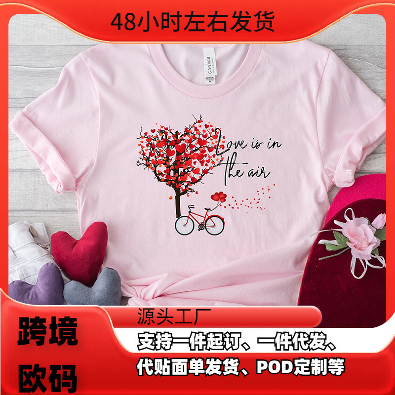 Love in the Air, Men's T-Shirt, Women's Matching Couple Valentine's Day Shirt Anniversary Pattern Y2K Top
