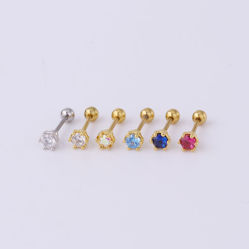 Ear Cartilage Rings & Studs Simple Style Geometric Copper Plating Artificial Gemstones display picture 2