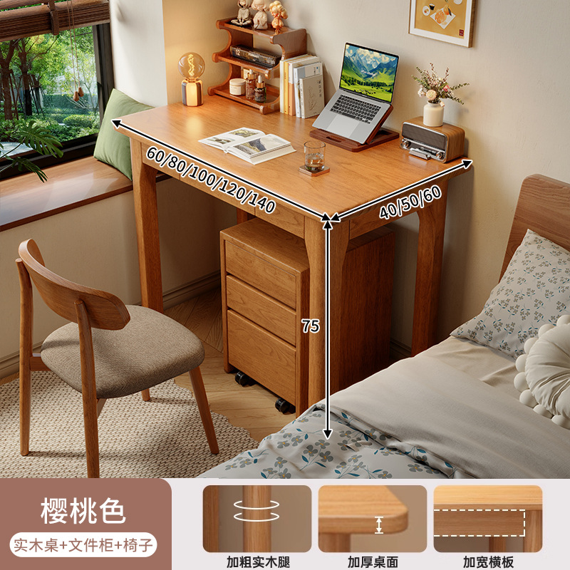 Escritorio estrecho de madera maciza, dormitorio de apartamento pequeño, escritorio de estudio para estudiantes en casa, escritorio largo para escribir, escritorio para computadora de escritorio, escritorio