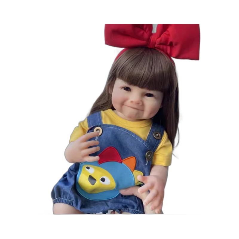 NPK 55cm pegamento completo simulación muñeca hoyuelo sonrisa bebé entrega de una sola pieza image 5