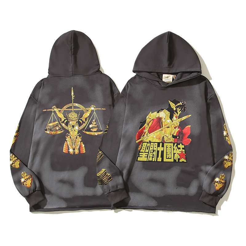 Japanese fashion Saint Mxxxxxx Chen guanxi joint name Saint vintage mud dyed hooded sweater for men and women