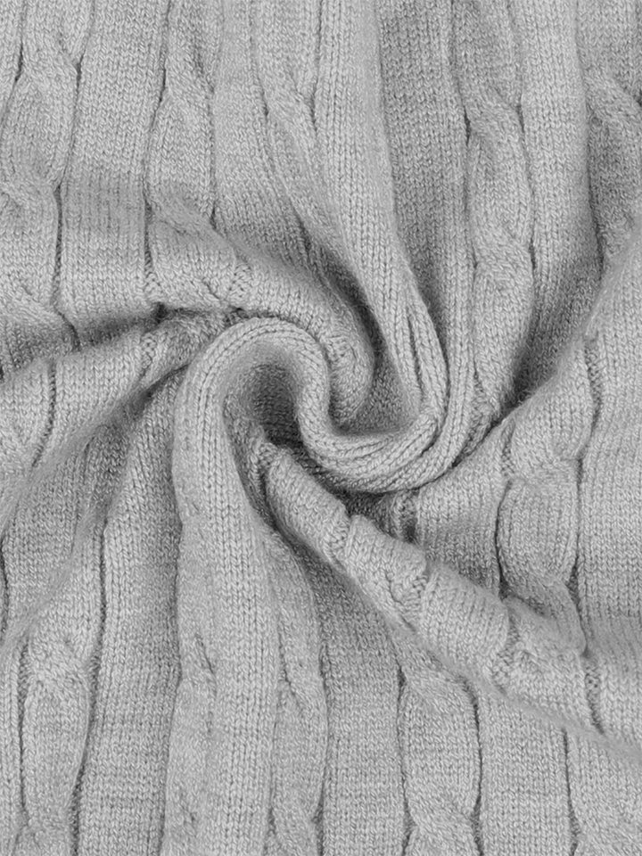 Bộ áo len cardigan khóa kéo dáng ôm tay dài và quần ống đứng — Màu be, Màu xanh dương, màu xám chi tiết 21