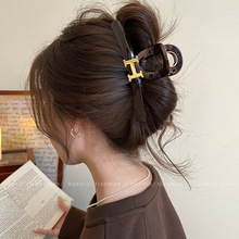 巧克力红棕色大号抓夹女高端气质高级感发量多盘发鲨鱼夹发夹发饰