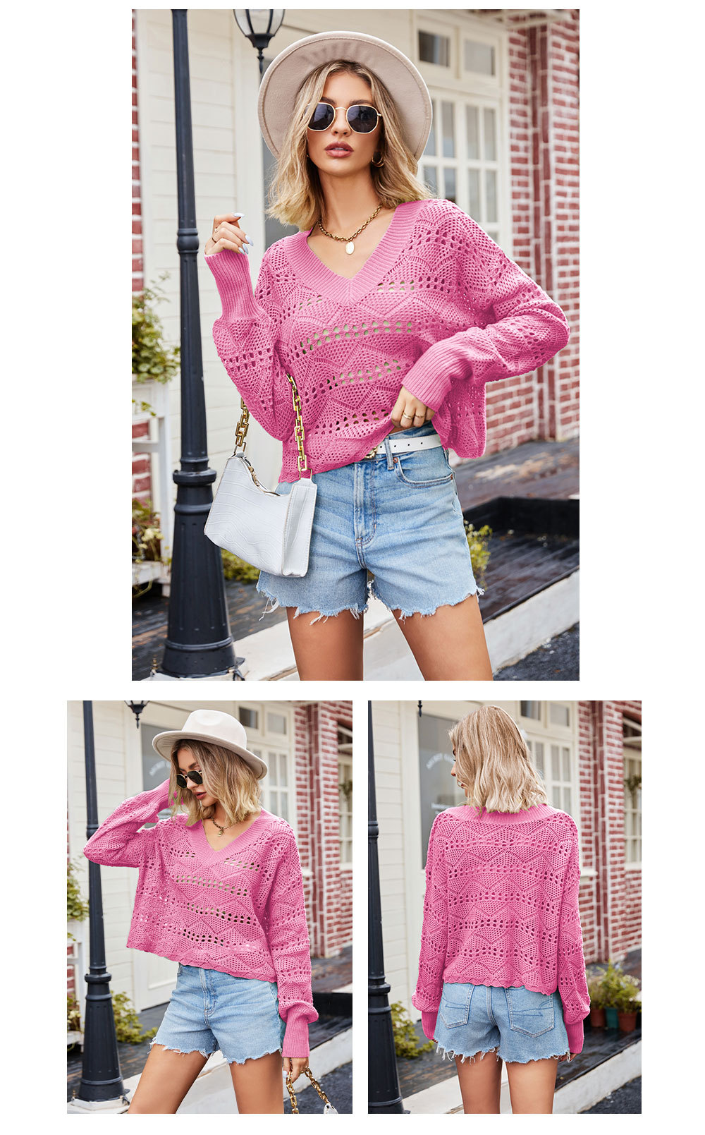 Zeagoo Pull élégant En Tricot à Manches Longues Et Col En V