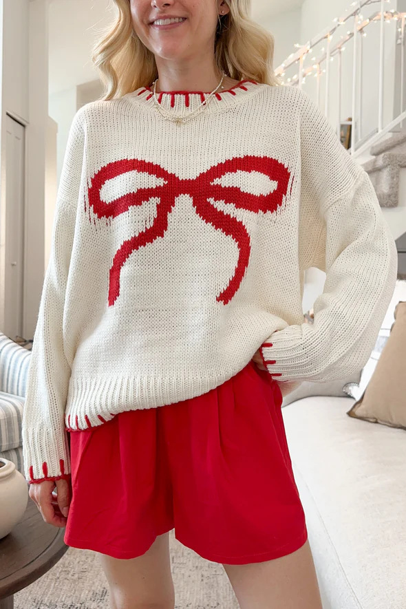 Vêtements pour femmes 2024 nouveau pull de style paresseux haut tricoté nœud jacquard vêtements d'extérieur amples pull pour femmes_voghion.com