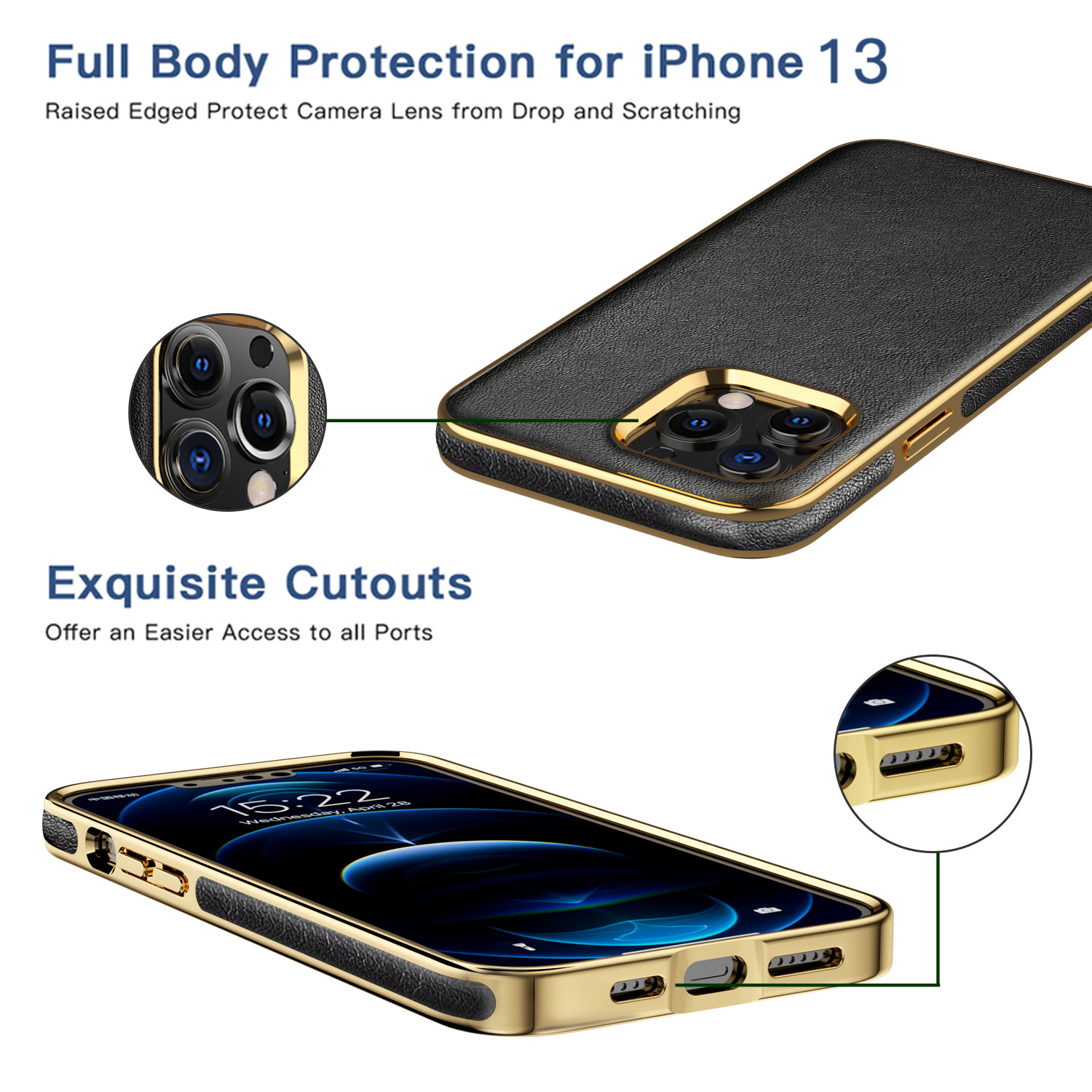 奢华苹果13手机壳 适用iphone13/pro/pro max手机皮套 皮革保护套