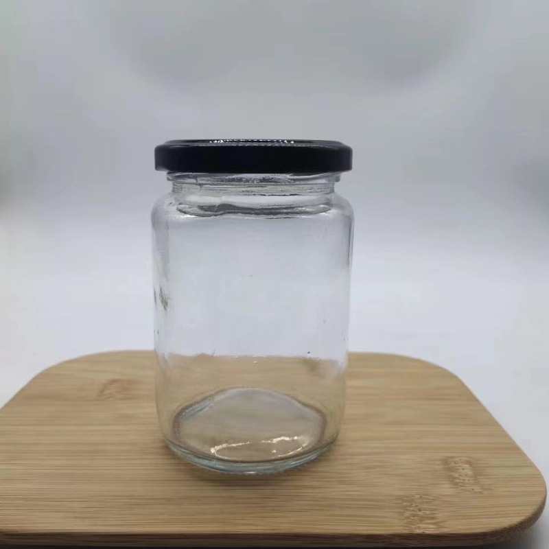 290ml透明圆形玻璃酱菜瓶 密封罐头瓶 辣椒酱牛肉酱瓶 家用蜂蜜瓶
