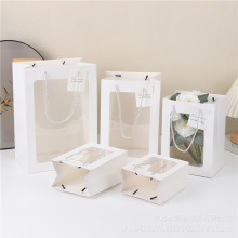 透明橱窗袋鲜花束礼袋开窗手提情人节礼品袋伴手礼品袋手提袋现货