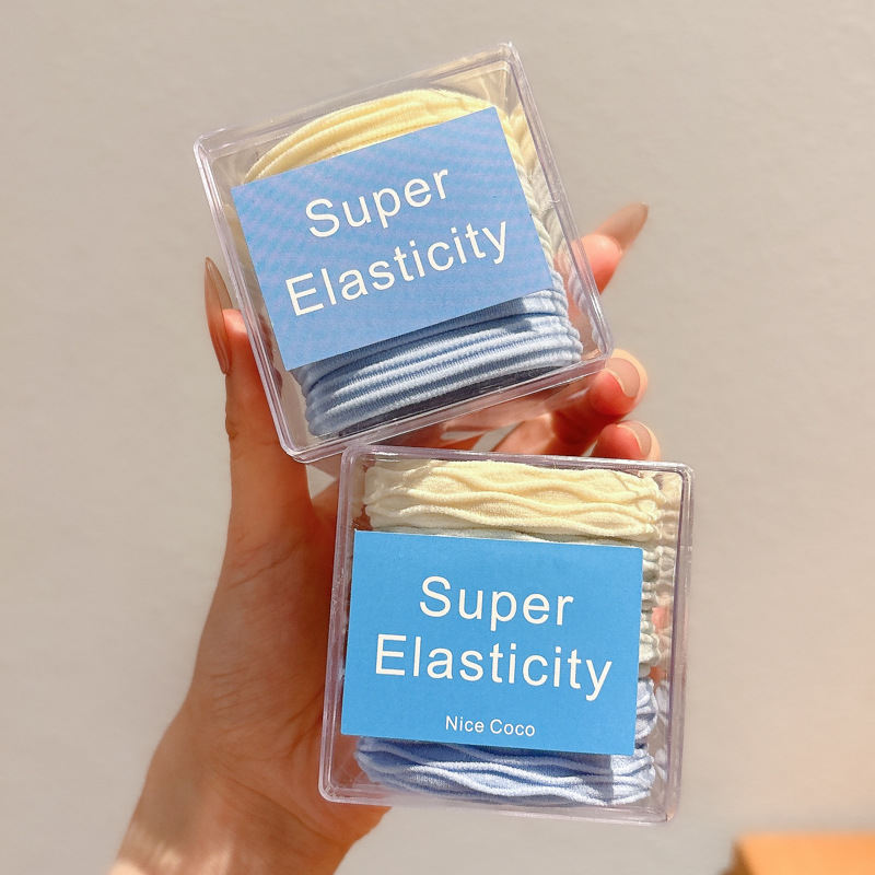 Azul mar suave glutinoso no daña cabello cuerda de cabello alta elástica y duradera sin costura cabello atado alta cola de caballo atar elástico cabello mujer