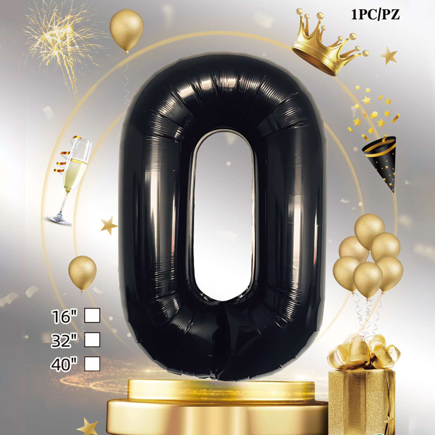 Embalaje de tarjeta de papel independiente digital de cumpleaños impreso en blanco de 32 pulgadas, decoración de fiesta de la versión estadounidense, película de aluminio, decoración de globos de papel de aluminio