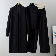 Spring Autumn 3 Piece Women Cardigan Tracksuits Fashion Knit