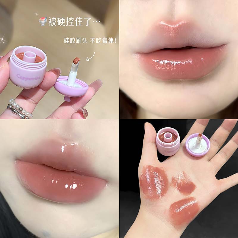 CAPPUVINI esmalte labial de agua de pino pequeño vidrio de espejo de labio de los estudiantes, esmalte labial sólido de la piel blanca de la fiesta