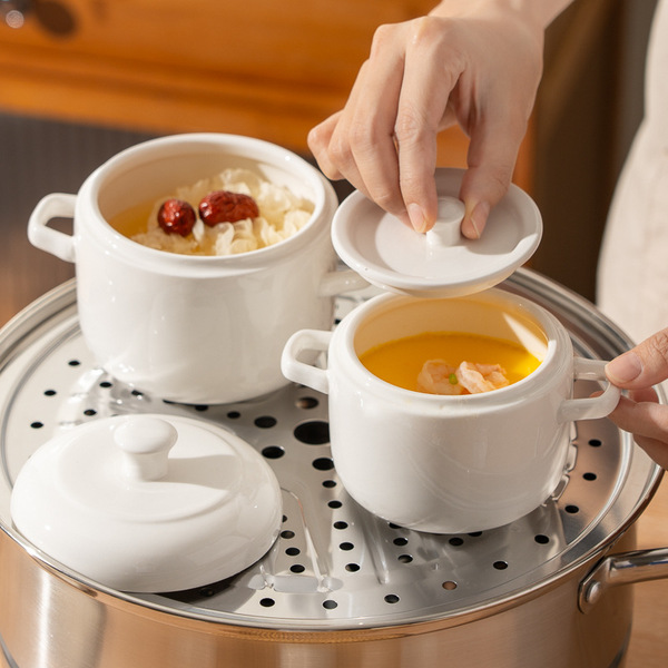 Two -ear ceramic stew pot with water -proof stewed jar small soup…