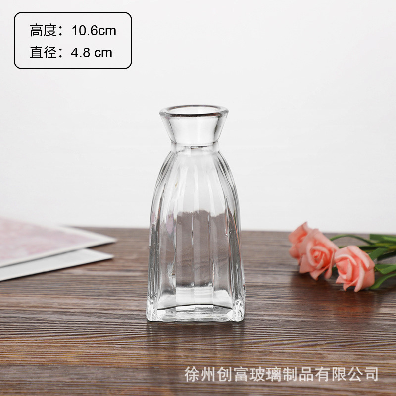 Luz de lujo simple retro mini jarrón de vidrio en vidrio de viento pequeño jarrón de flores flores flores secas flores decoración de oficina