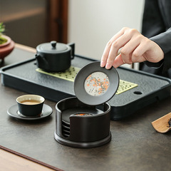 批發電木茶杯墊防燙茶杯隔熱墊功夫茶杯托柿柿如意彩繪茶道茶配件