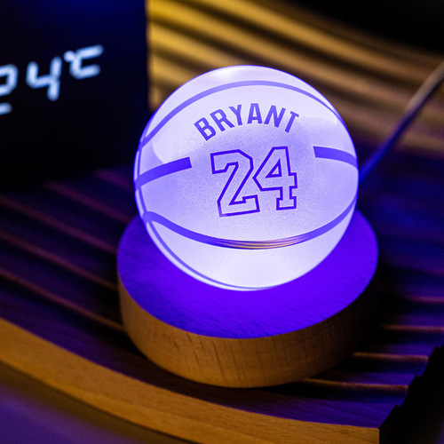 Creative Birthday Gift for Boyfriend: Basketball Football Glowing Crystal Action Figure of Kobe Bryant and Stephen Curry (James)