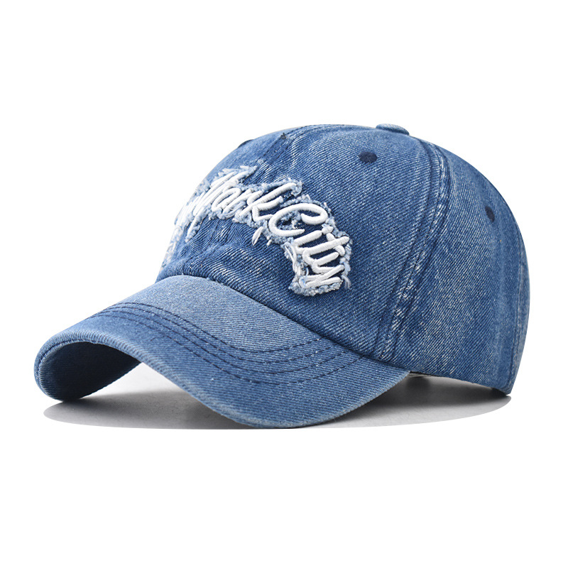 Lavados coreanos para hacer viejas letras bordadas sombreras de béisbol de la ciudad de Nueva York personalidad masculina y femenina sombrera de lengua de pato image 1