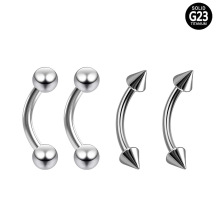 G23钛合金内牙双头螺纹弯杆唇钉眉钉人体穿刺饰品
