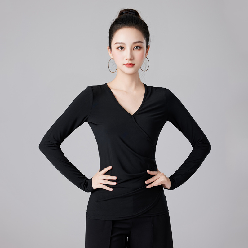 Latin Dance Tops for Women 2025 New Autumn and Winter Ballroom Dance Practice Clothes Modern Dance Clothing Long-Sleeved Practice Ballroom Dance Clothes