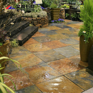 Rusty Green Slate Floor Tiles Stone Wall Tiles 300600 Rusty Slabs Indoor and Outdoor Yellow Stone Rock Slabs Cultural Stone