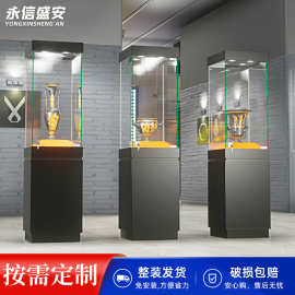 博物馆展柜独立柜定制文物古董瓷器陈列柜带灯烤漆玻璃展示柜展台