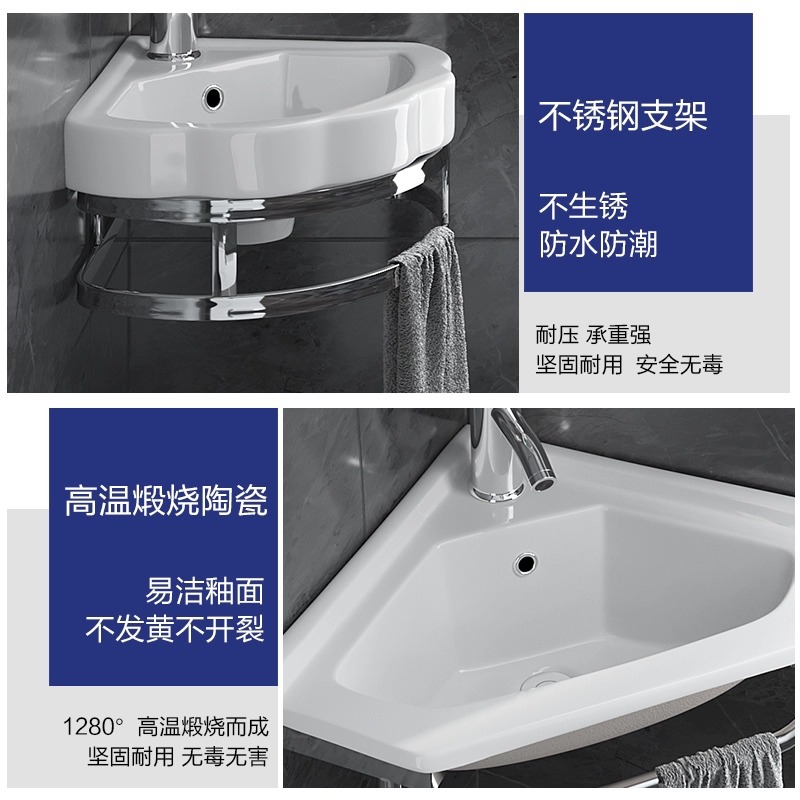 Una gran cantidad de lavabo tipo pared al por mayor gabinete de baño combinación mini lavabo triángulo balcón cerámica simple