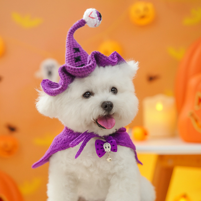 ペットの犬、猫、小型犬、子犬、ハンサム、カジュアル、ファッショナブル、かわいいアクセサリー、ハロウィンウールウィザードハット|undefined