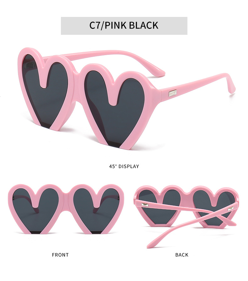 Heart Shape Pattern Women'S Gender Hip-Hop Style Hip-Hop Heart Shape PC UV400 Protection Special-Shaped Mirror Full Frame Women's Sunglasses