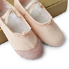 Children's ballet shoes, footwear for black leather for early age, soft sole