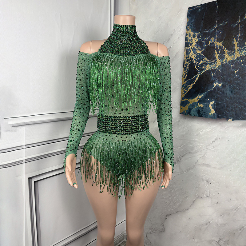 New multi-color stage costume nightclub bar tassel disco annual dance host costume talent show New multi-color stage costume nightclub bar tassel disco annual dance host costume talent show