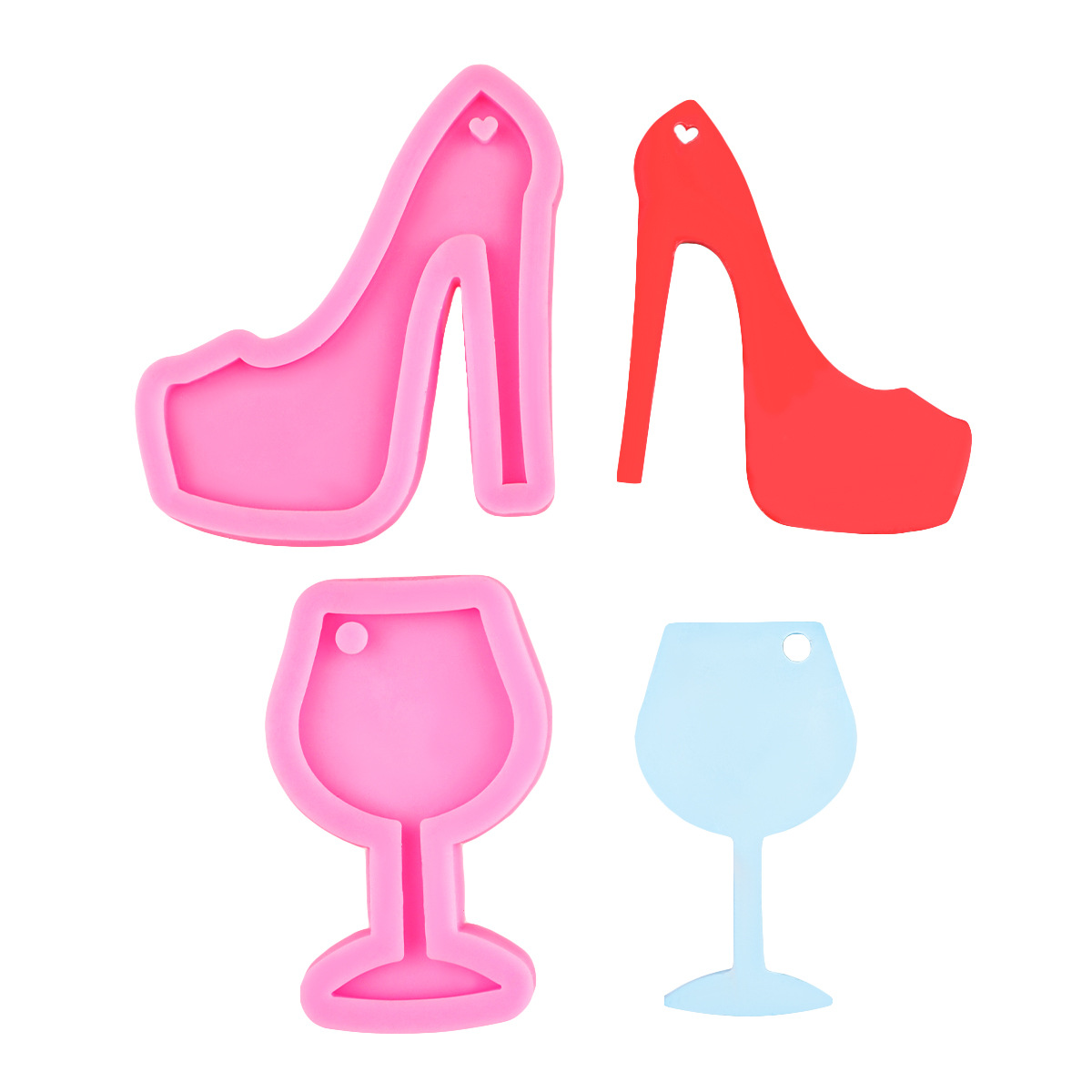 Trébol de cuatro hojas girasol epoxi llavero de silicona molde de silicona zapatos de tacón alto molde de gota accesorios decorativos