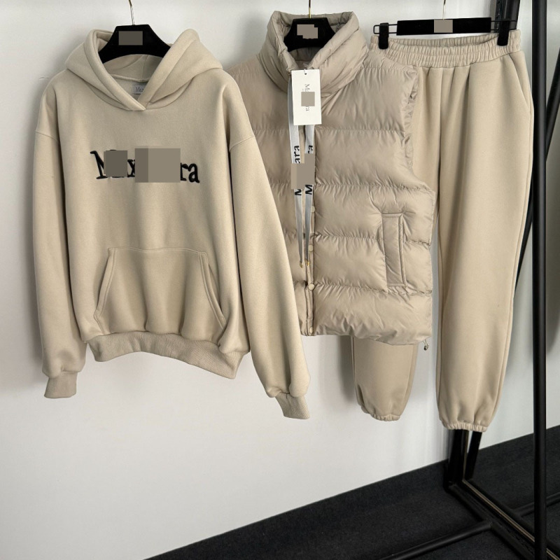 2025新款三件套棉服马甲外套+logo刺绣连帽加绒卫衣+休闲束脚长裤|undefined