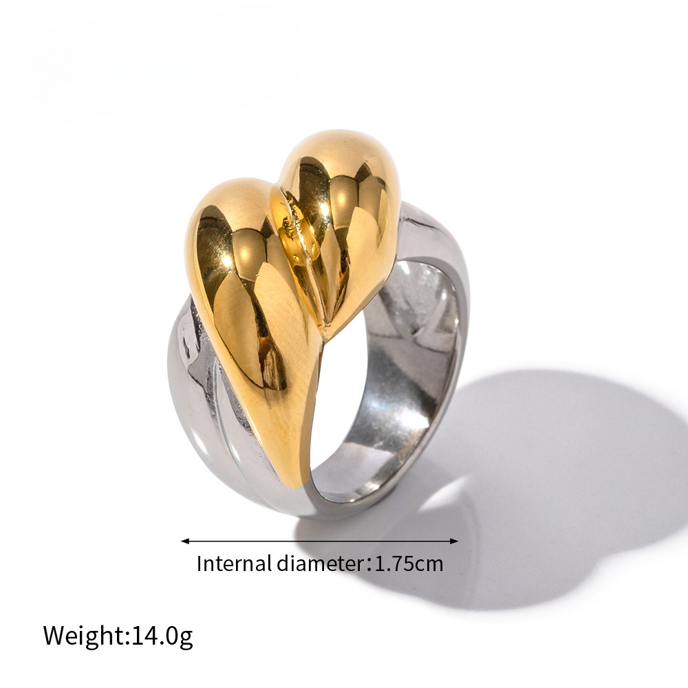 PVD Coated Gold Plating Process IG Style Retro Geometric Titanium Steel 18K Gold Plated Women's Rings