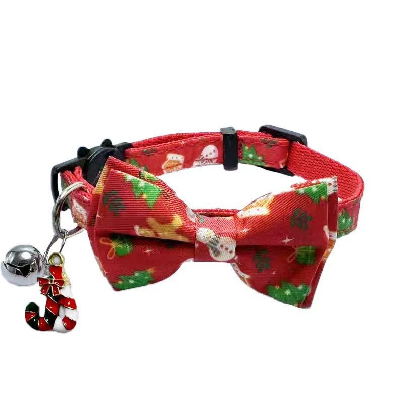 Collar de mascota nuevo para Navidad y Halloween, collar de tela para gatos con lazo y cascabel para gatitos