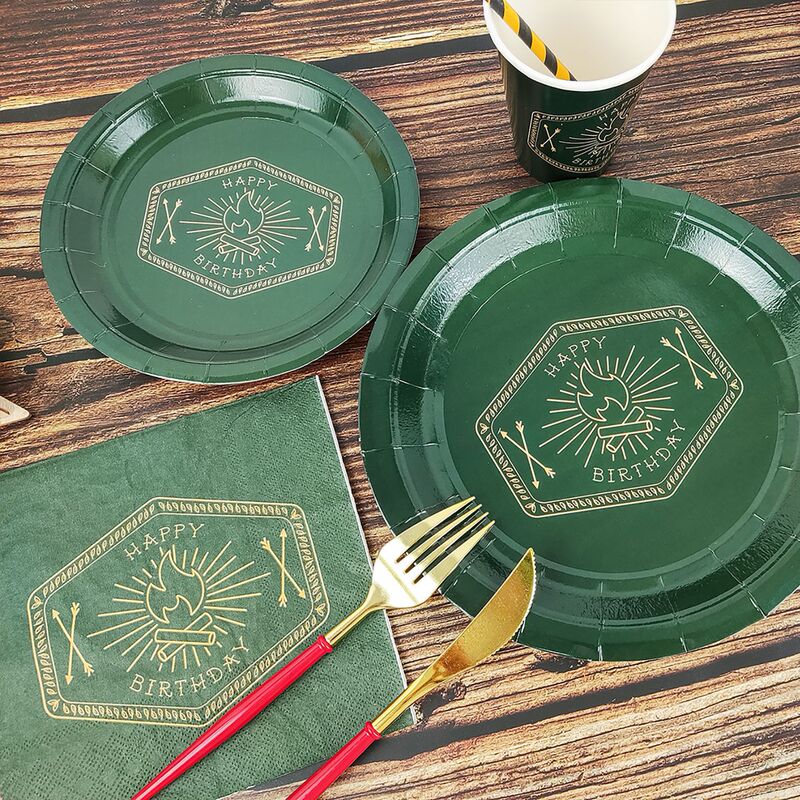 Amazon Green Bonfire Birthday Party Paper Tray Party suit Disposable Paper Tray Paper Cup Party Supplies Amazon Green Bonfire Birthday Party Paper Tray Party suit Disposable Paper Tray Paper Cup Party Supplies