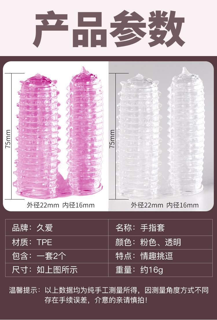 Jiuai Wolf Tooth TPE Finger Cots Transparent Adult Masturbation Aid — detail image 12