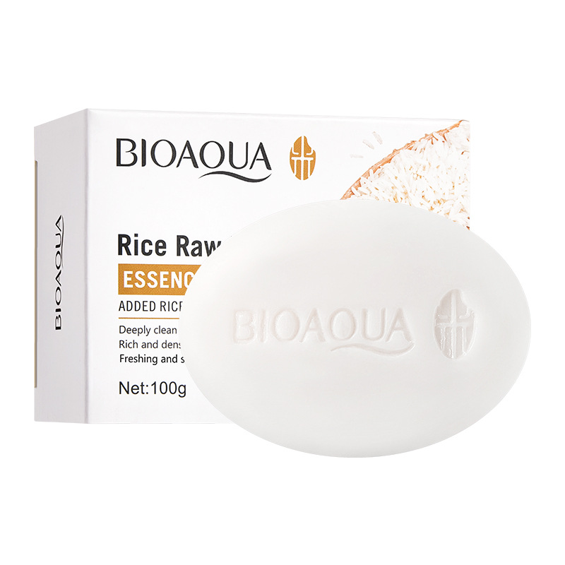 Todo en inglés BIOAOUA Jabón de puré de arroz Limpieza profunda Baño Lavado facial Jabón hecho a mano Jabón Comercio exterior transfronterizo