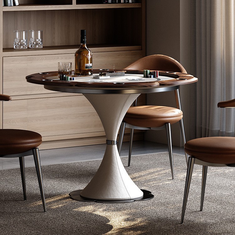 Mesa de póquer de lujo ligera de estilo italiano, madera de nogal, muebles de villa creativos, sala de entretenimiento, mesa de ajedrez dedicada, mesa de entretenimiento