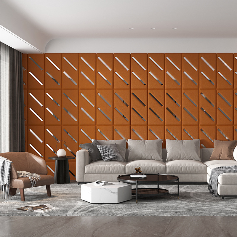 Comercio exterior transfronterizo autoadhesivo cuero fondo pegatinas de pared de tela de vello sala de niños ktv pared decoración renovación pegatinas de pared