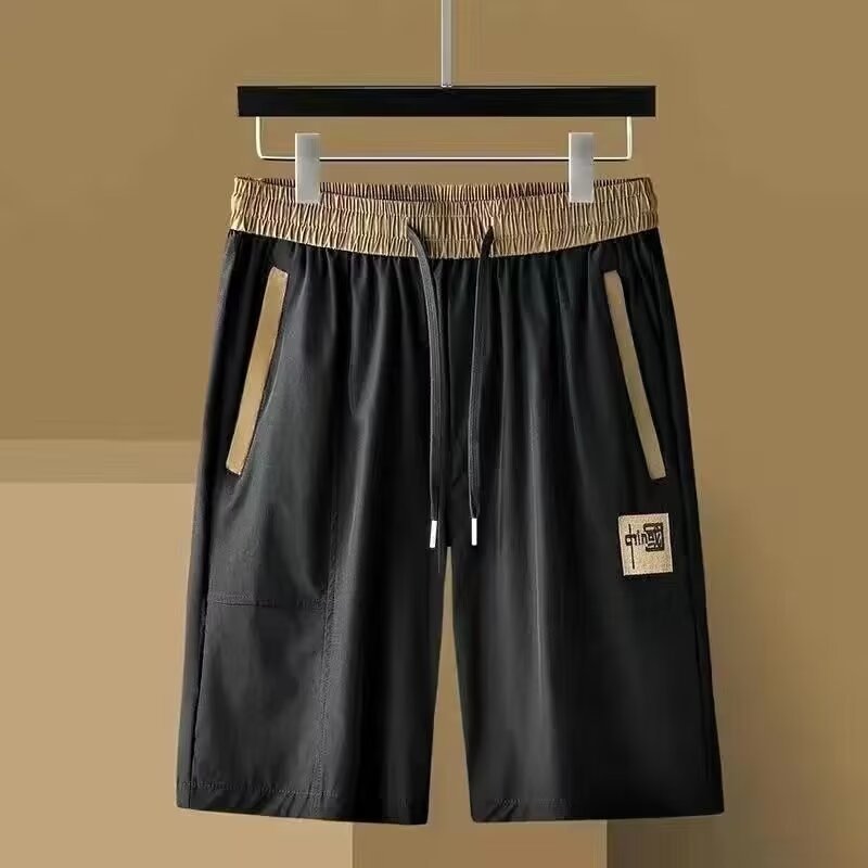 Pantalones de verano para hombres, pantalones cortos casuales, pantalones cortos bordados, pantalones de hielo delgados, pantalones de secado rápido