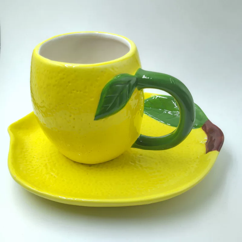 Modern simple creative lemon ceramic tea set for home office table can withstand high temperature
