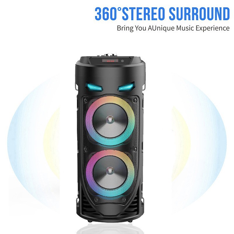 クロスボーダー ZQS4239 デュアル 4inch 多機能サブウーファー ポータブル屋外 Bluetooth スピーカー モバイルスクエアカラオケスピーカー|undefined