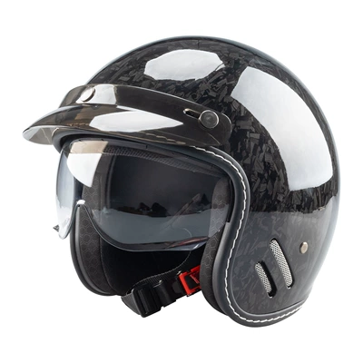 4/3 Helmet for Men and Women, Motosiklet kaskı (dəbilqə) - glossy-black-forged-pattern-m