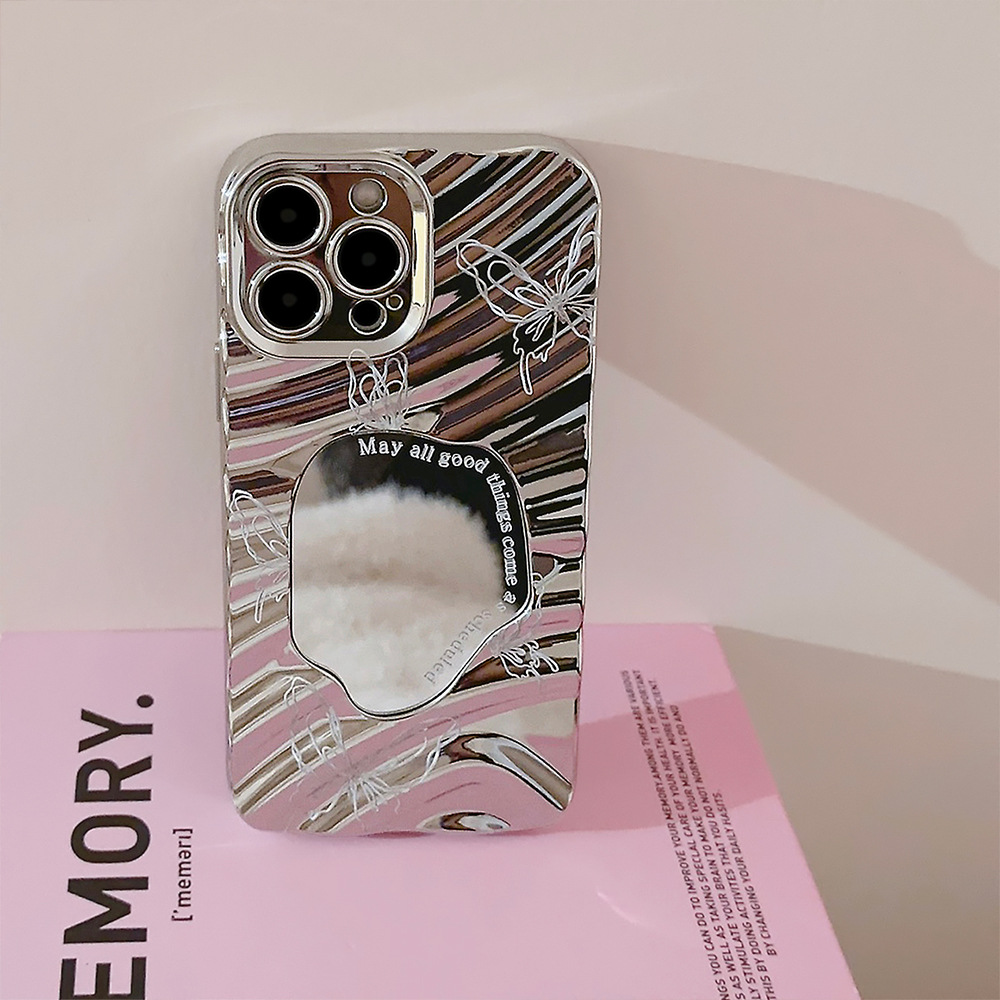 Cover telefono specchio farfalla argentata custodia protettiva_voghion.com