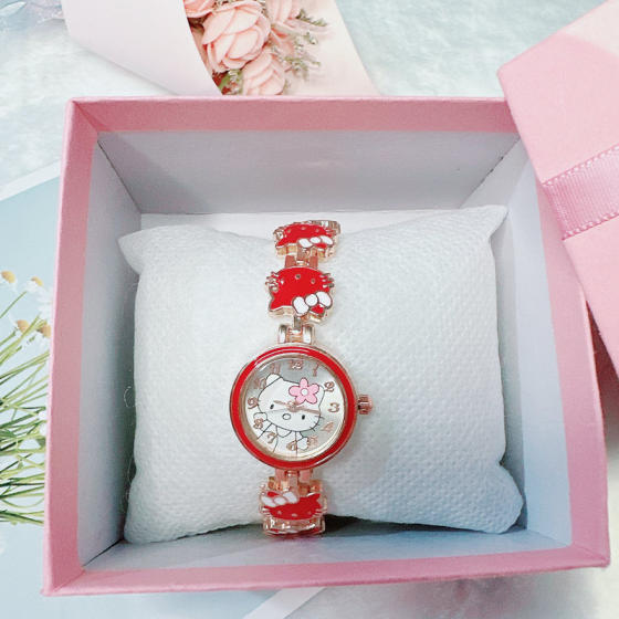 New KT cat watch women's fashion cute children's bracelet steel belt watch women's student electronic quartz watch