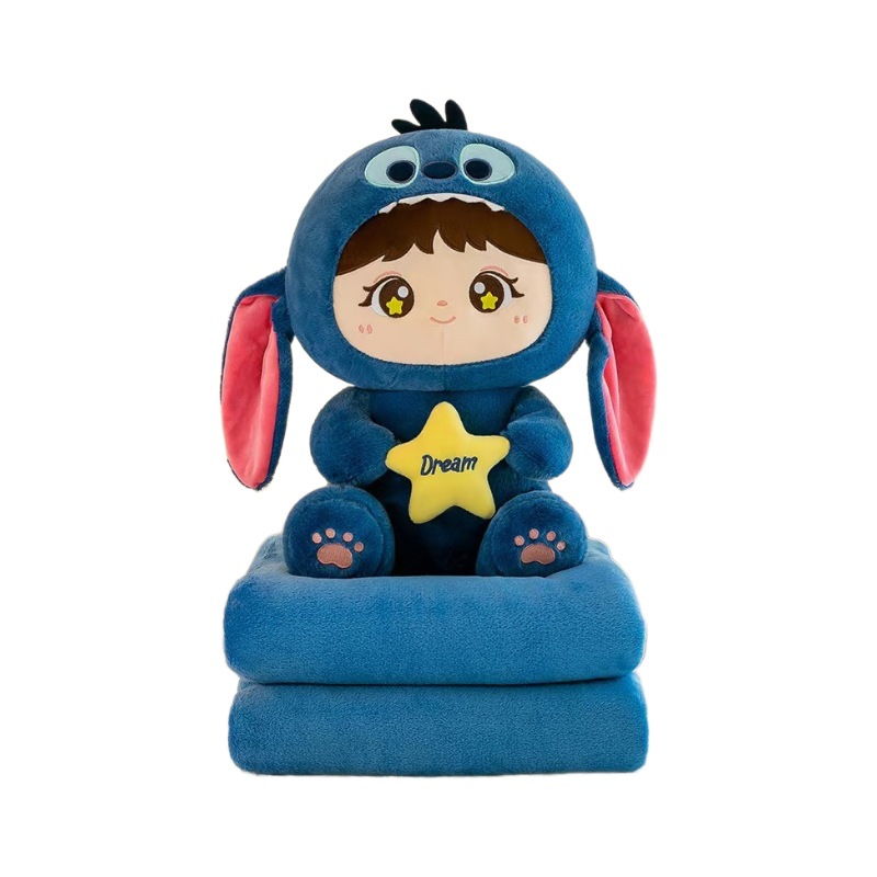 Manta de peluche 2 en 1 – Muñeca y edredón – Ideal para siesta en oficina