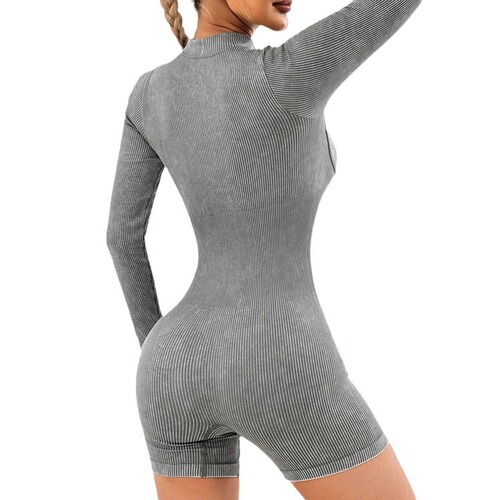 New matte seamless yoga one-piece jumpsuit with zipper, integrated fitness wear—women's tight-fitting sportswear.