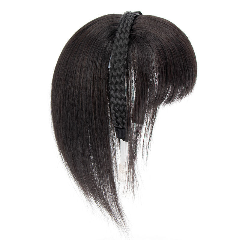 Peluca banda para el cabello flequillo parche para el cabello femenino flequillo recto peluca superior cubierta de reemplazo de cabello blanco invisible Fishbone trenza banda para el cabello